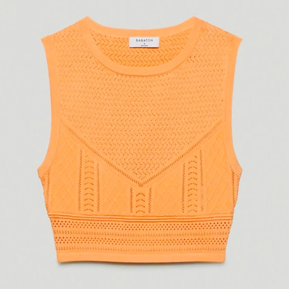 Aritzia Vibrant Orange Knit Crop Top